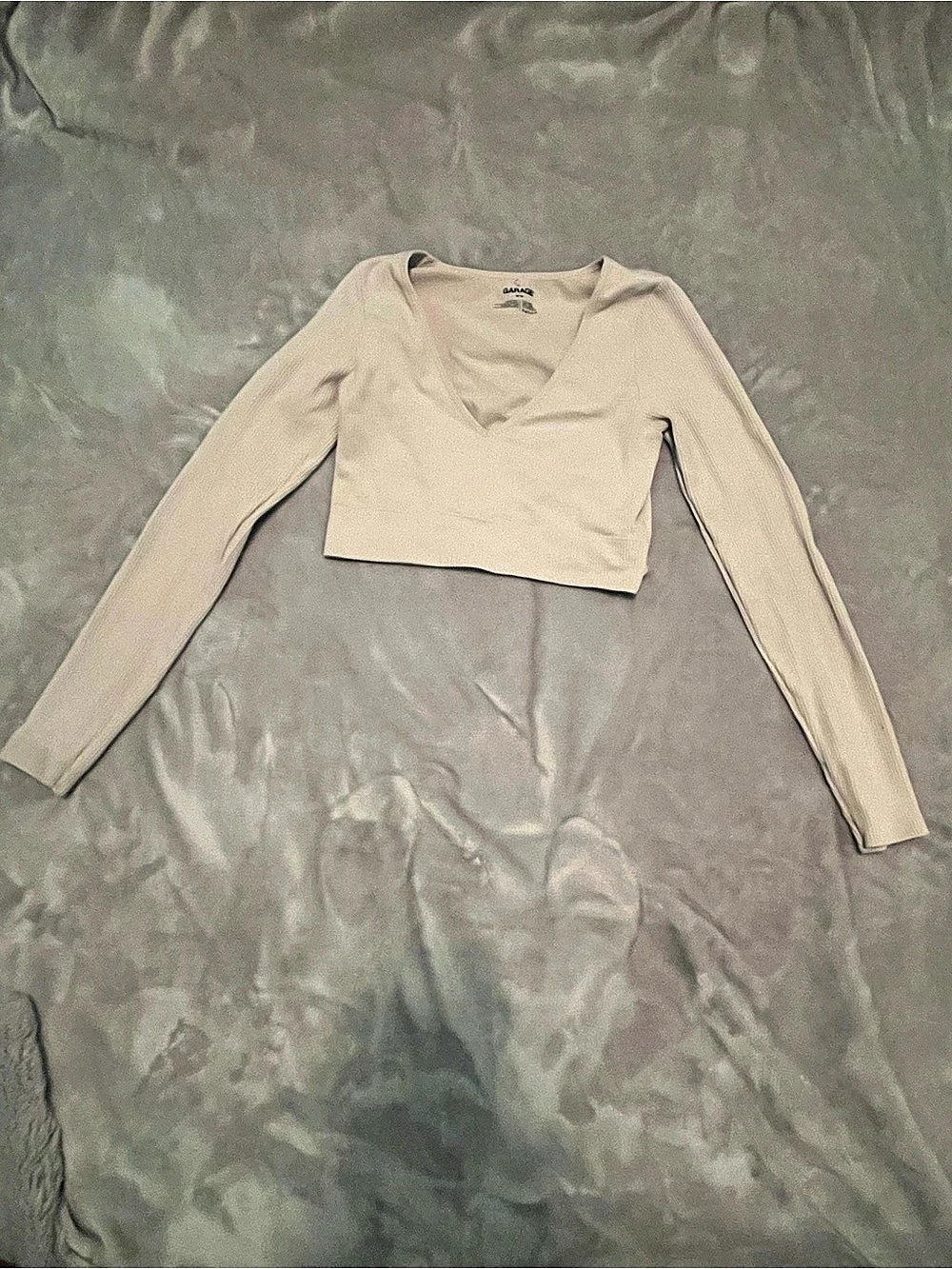 Garage V-Neck Long Sleeve Top Cropped